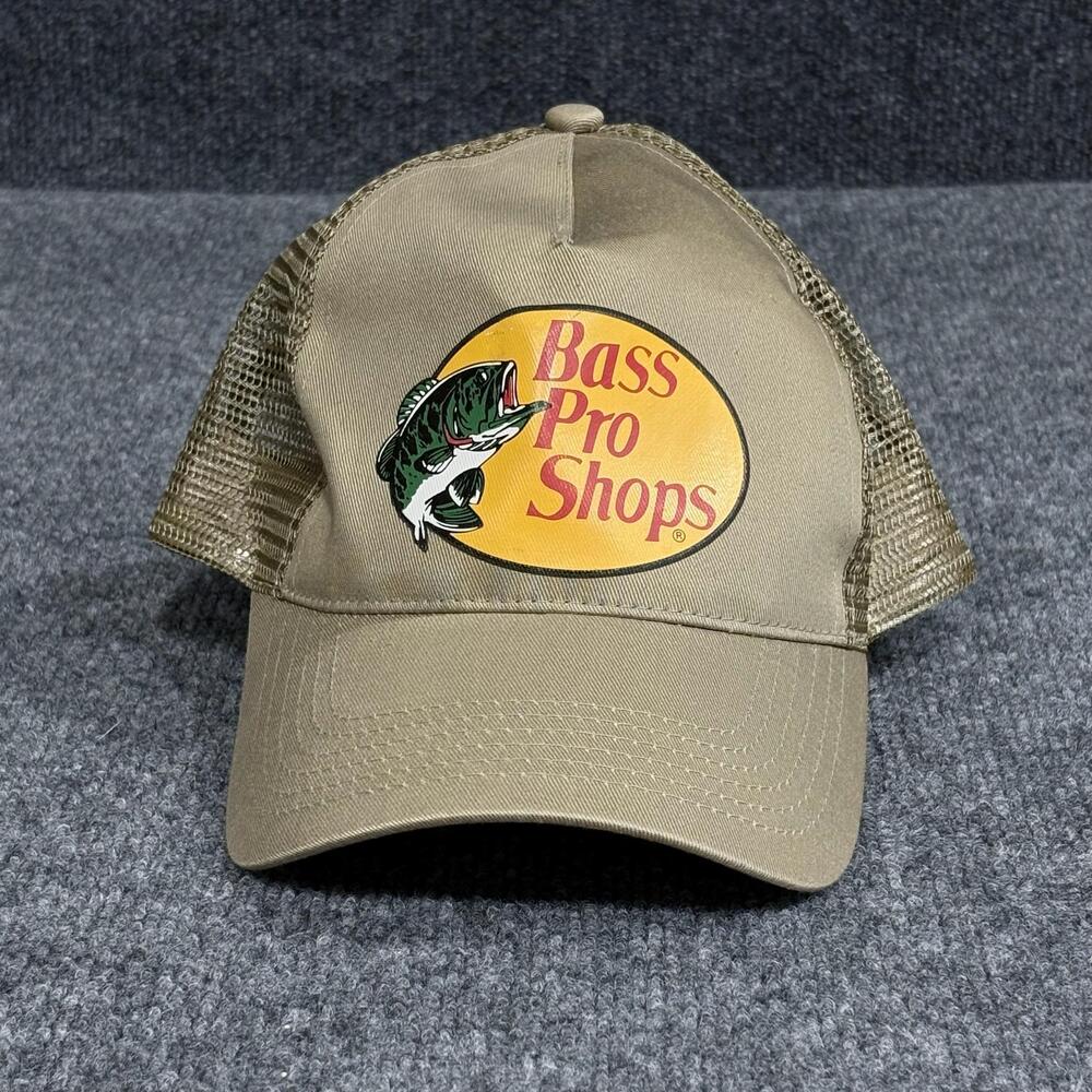 Bass Pro Shops Hat Cap Snap Back Mens One Size Beige Trucker Mesh Logo